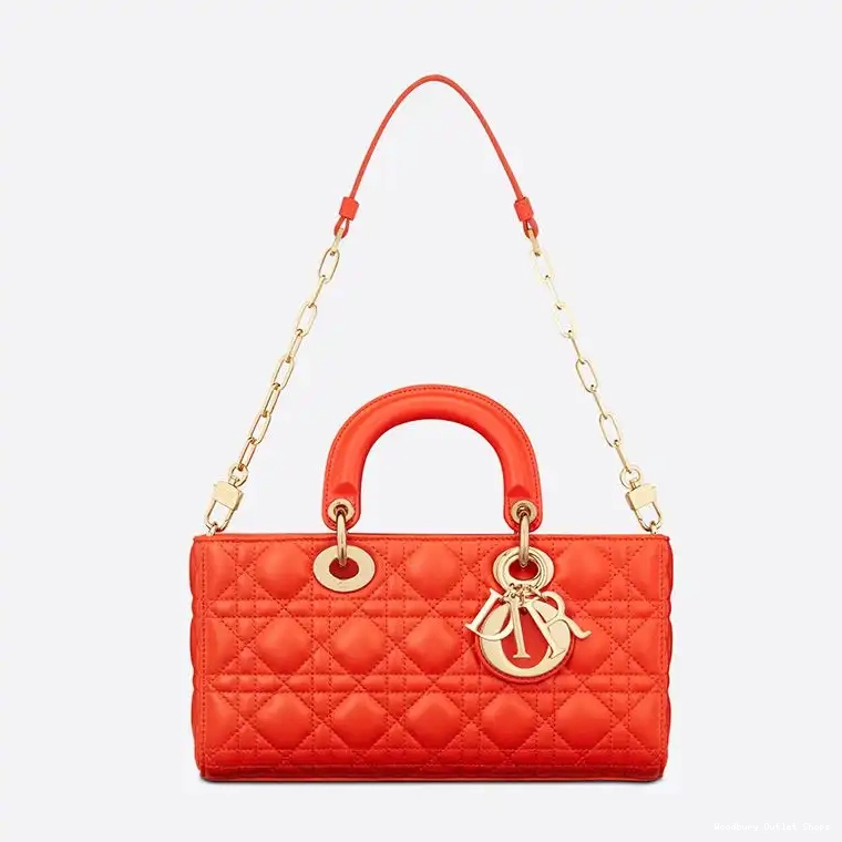 Cheap Orange Lambskin Cannage D-Joy Bag Medium Lady 0406 Hot Sale